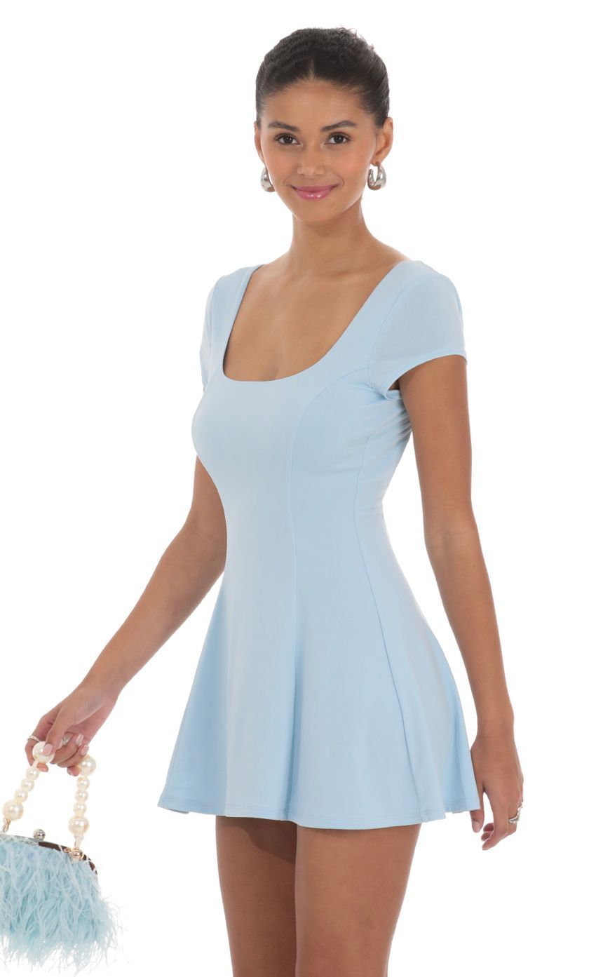 Scoop Neck Short Sleeve Dress in Blue-Sunny Prom. All rights reserved.