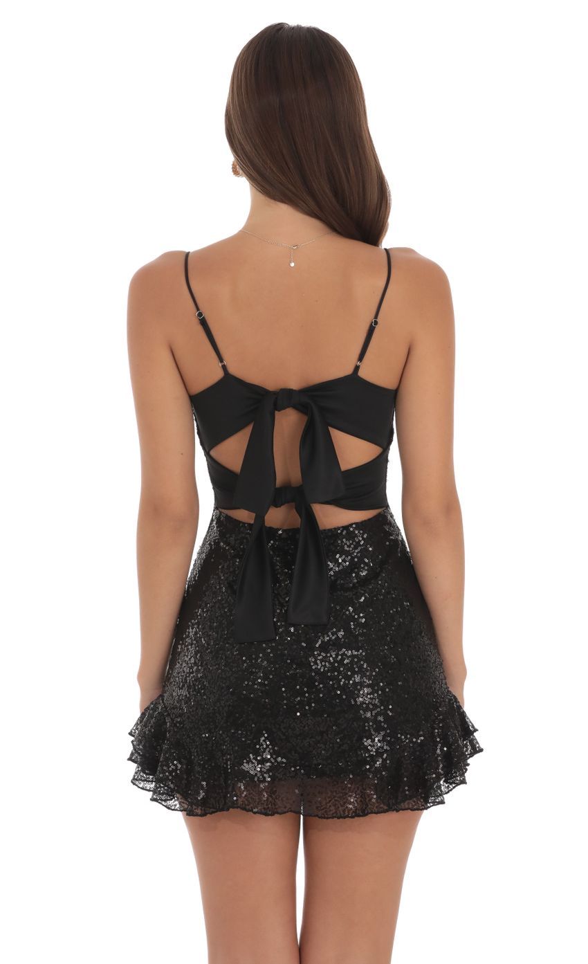 Sequin Ruffle Dress in Black-Sunny Prom. All rights reserved.