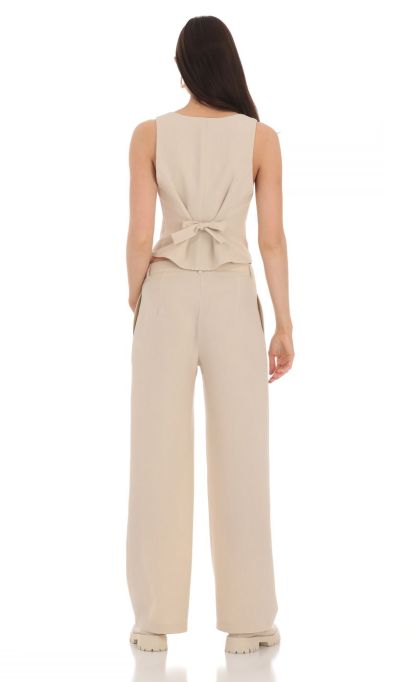 Wide Leg Linen Pants in Cream-Sunny Prom. All rights reserved.