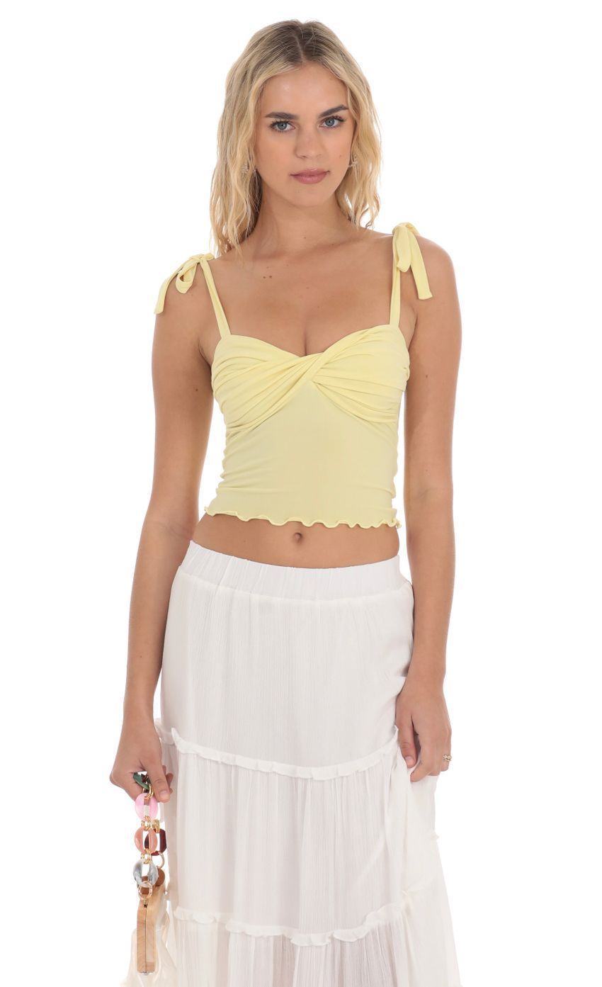 Shoulder Ties Twist Top in Yellow-Sunny Prom. All rights reserved.