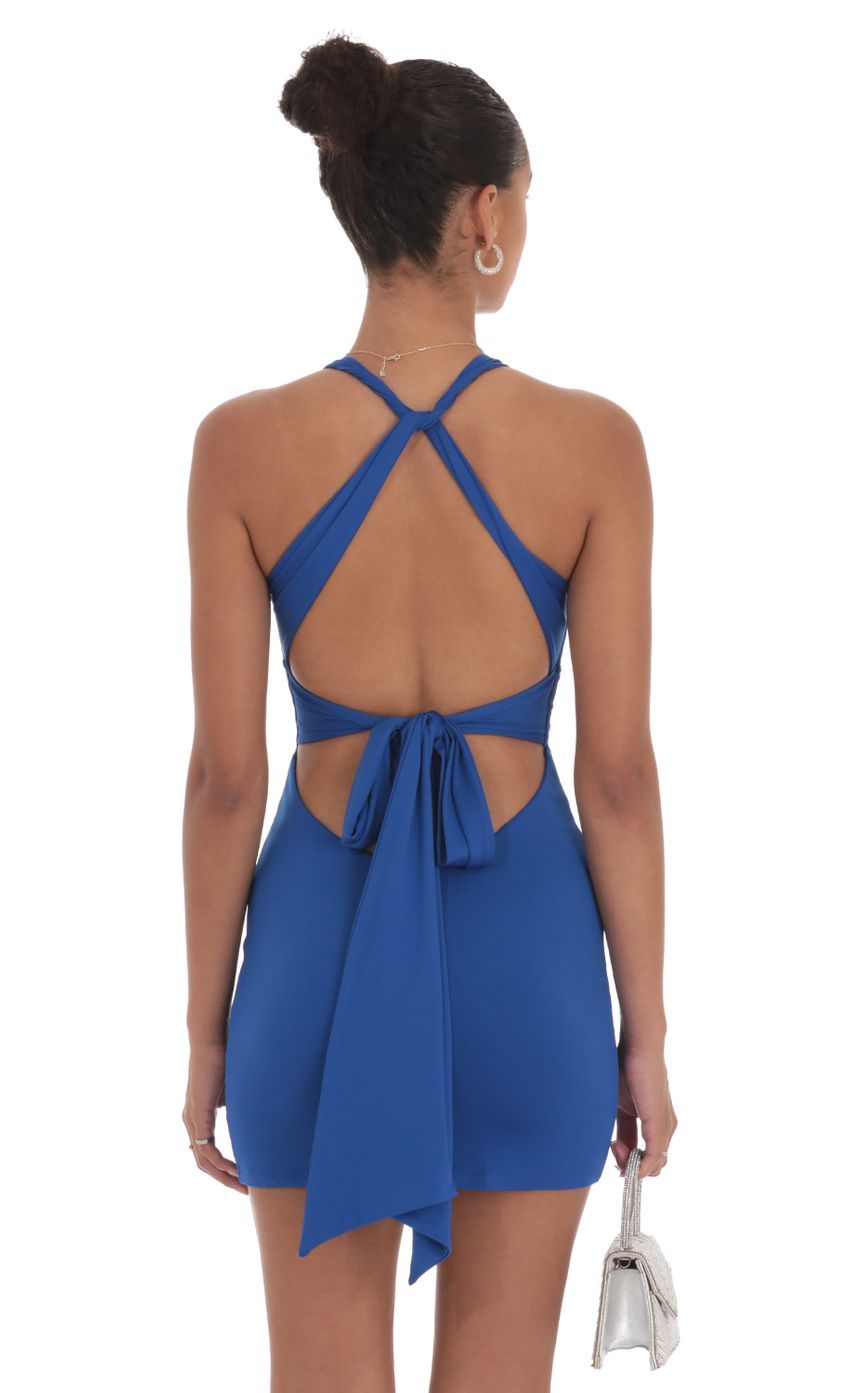 Twist Open Back Dress in Royal Blue-Sunny Prom. All rights reserved.