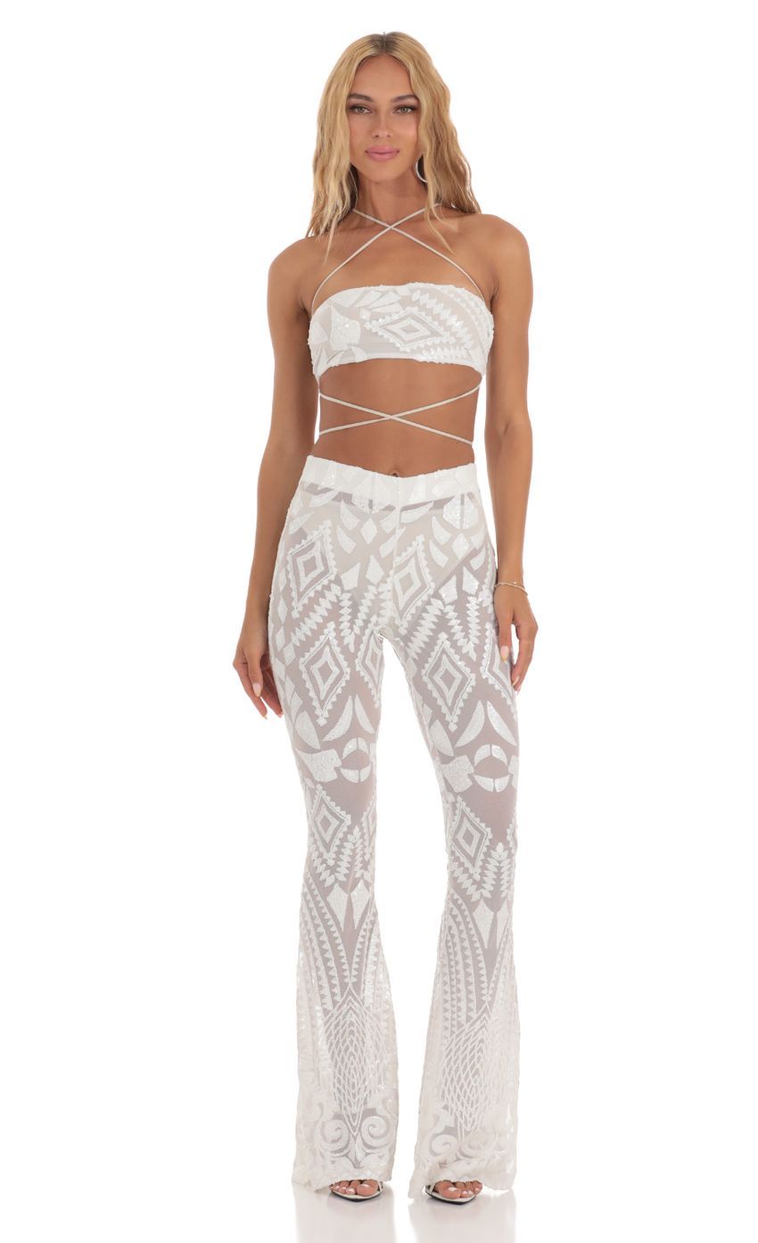 Sequin Three Piece Set in White-Sunny Prom. All rights reserved.