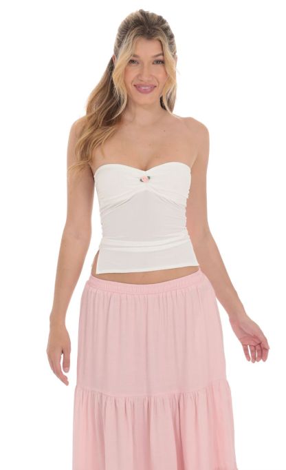 Strapless Slits Top in White-Sunny Prom. All rights reserved.