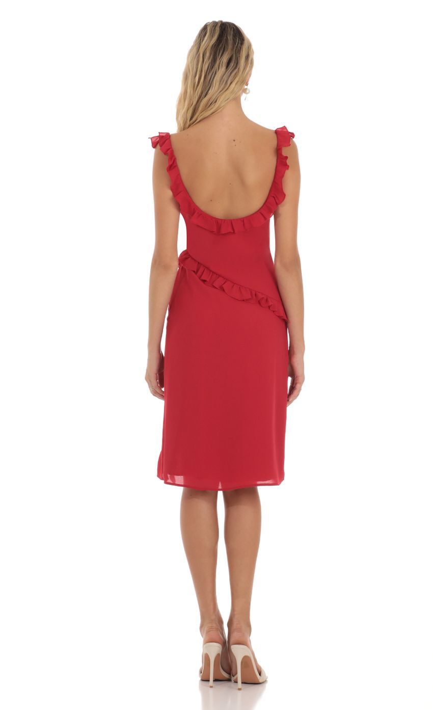 Ruffle Dress in Red-Sunny Prom. All rights reserved.