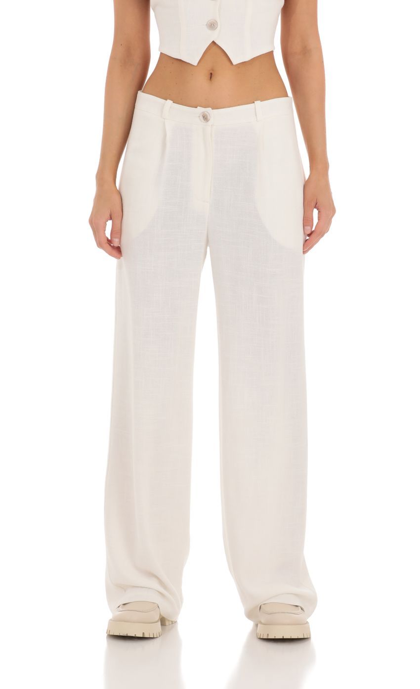 Wide Leg Linen Pants in Ivory-Sunny Prom. All rights reserved.