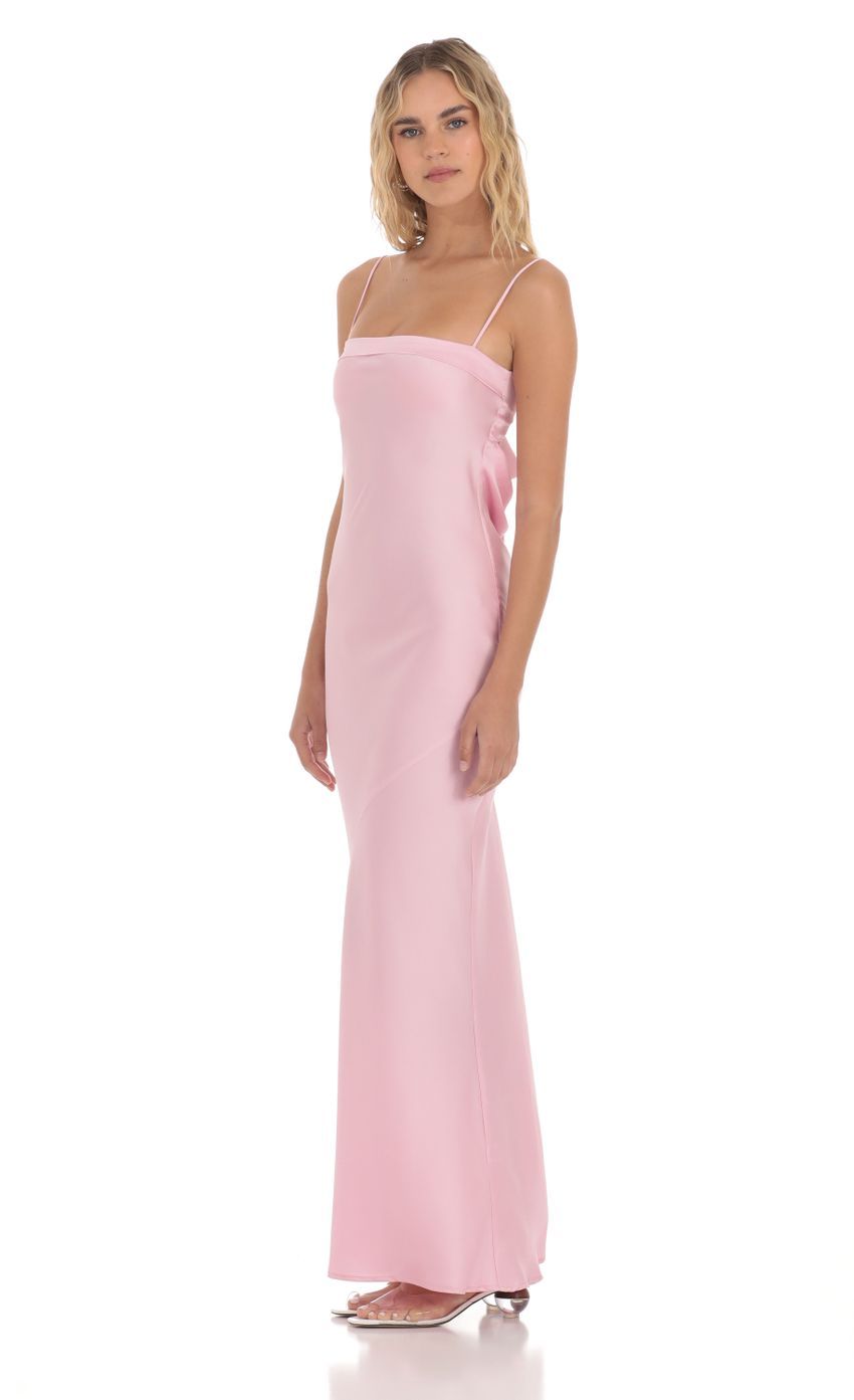 Satin Open Back Maxi Dress in Pink-Sunny Prom. All rights reserved.