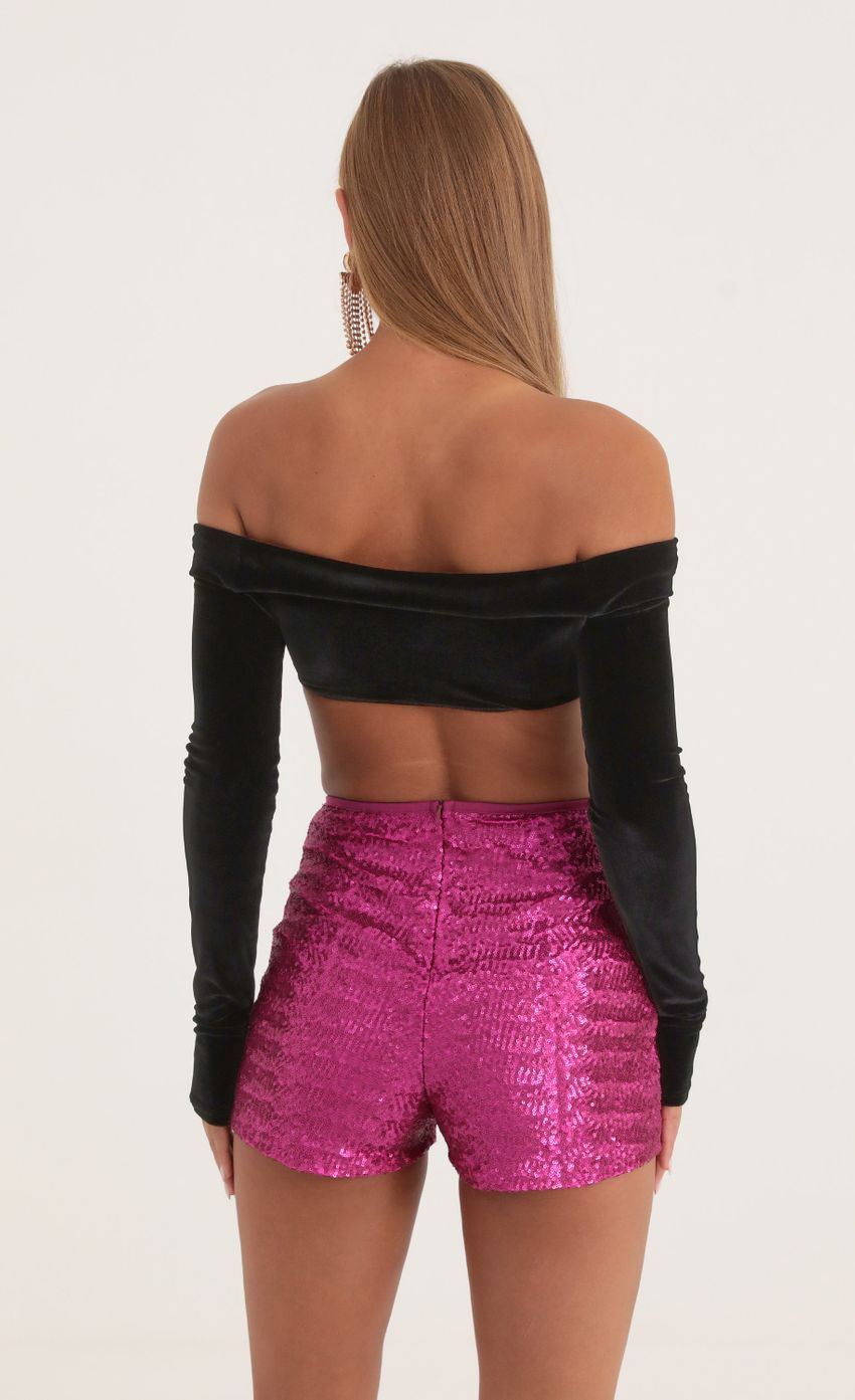 Velvet Off The Shoulder Top in Black-Sunny Prom. All rights reserved.