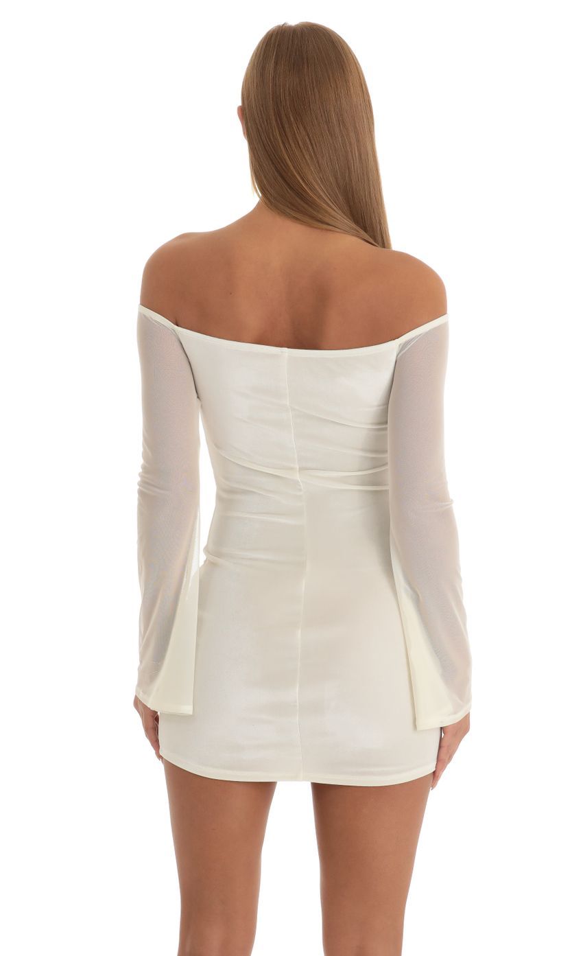 Velvet Off The Shoulder Dress in White-Sunny Prom. All rights reserved.