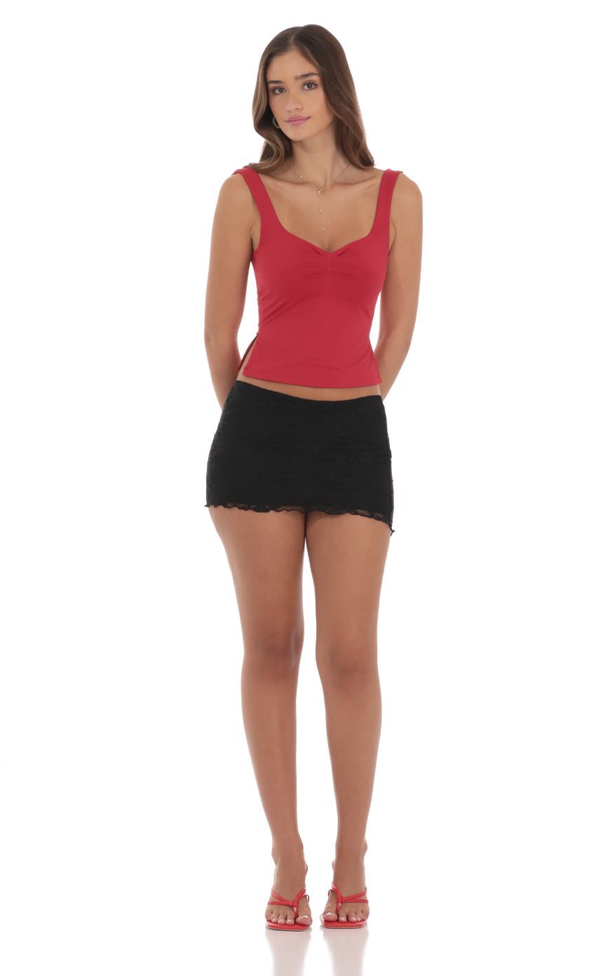 Side Slit Top in Red-Sunny Prom. All rights reserved.