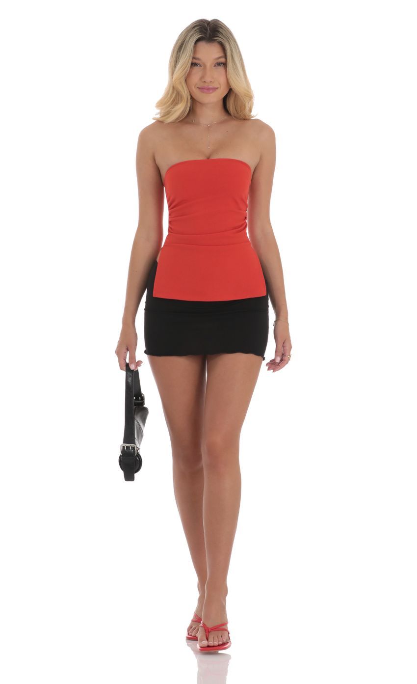 Strapless Double Slit Top in Scarlett-Sunny Prom. All rights reserved.