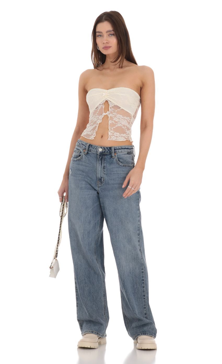 Strapless Lace Top in Cream-Sunny Prom. All rights reserved.