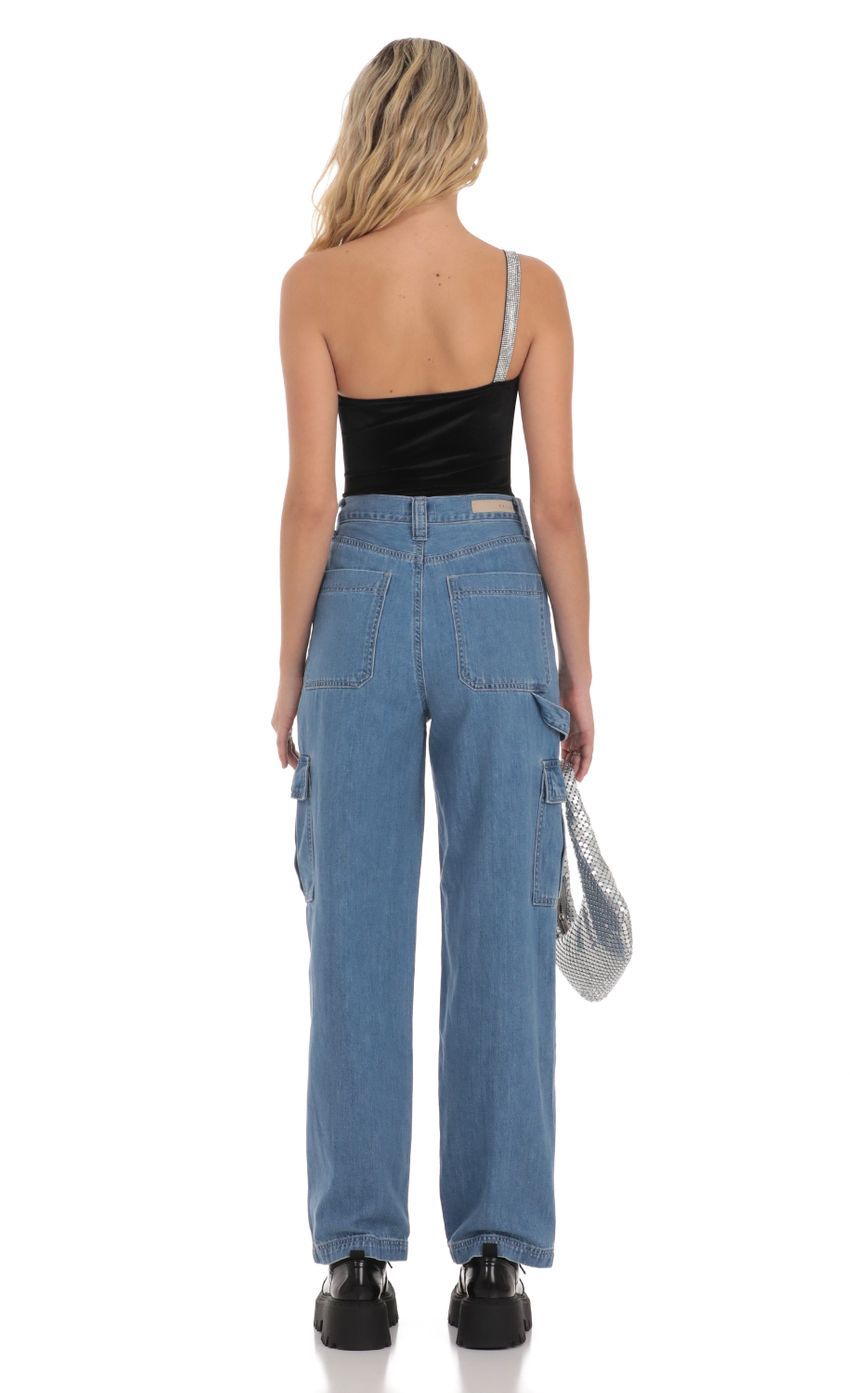 Wide Leg Cargo Jeans in Light Denim-Sunny Prom. All rights reserved.