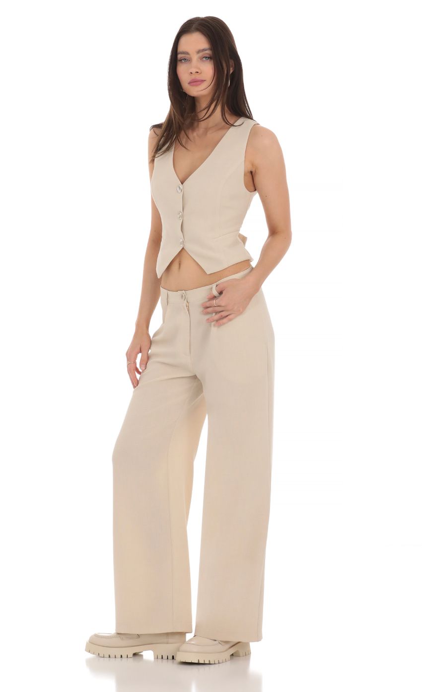 Wide Leg Linen Pants in Cream-Sunny Prom. All rights reserved.