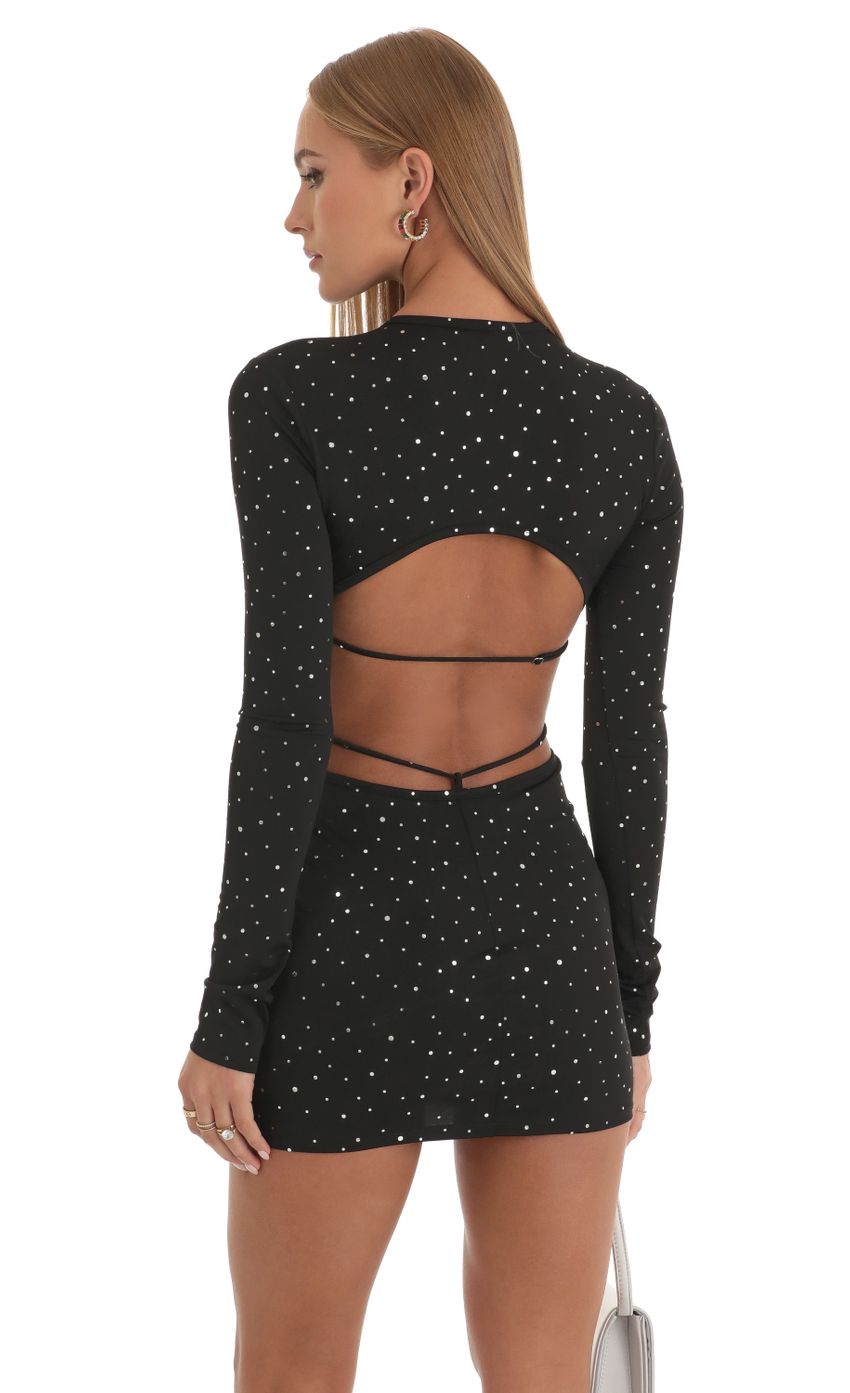 Shimmer Cutout Open Back Dress in Black-Sunny Prom. All rights reserved.
