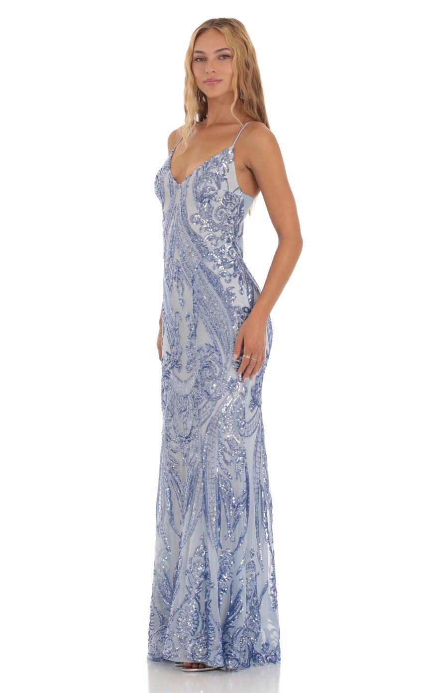 Sequin Mermaid Dress in Blue-Sunny Prom. All rights reserved.