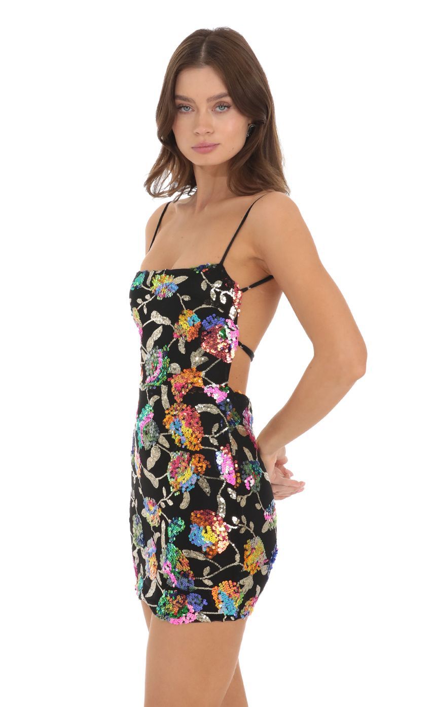 Strappy Multicolor Sequin Dress in Black-Sunny Prom. All rights reserved.