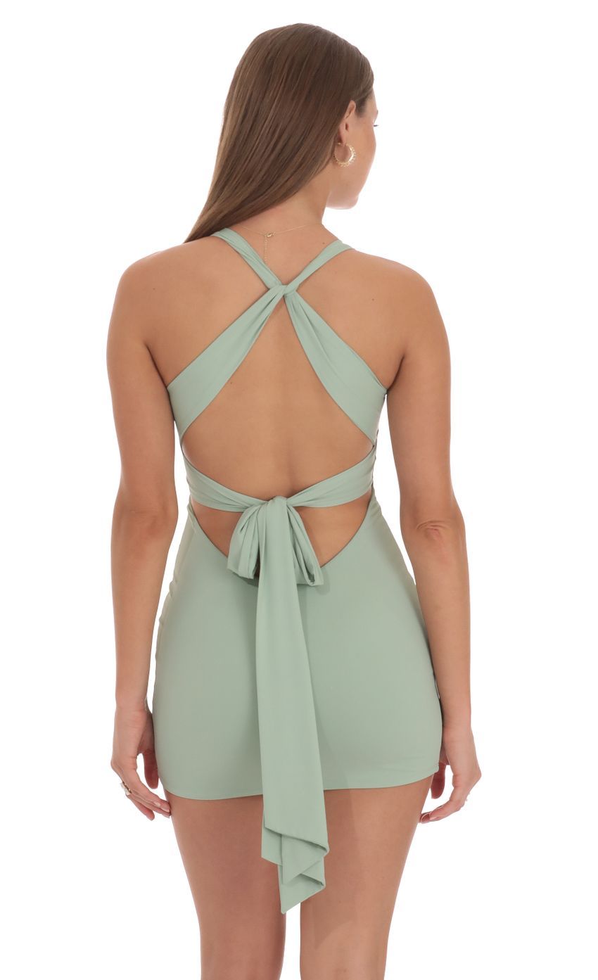 Twist Open Back Dress in Sage Green-Sunny Prom. All rights reserved.