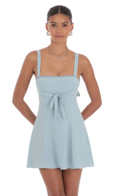 Shimmer Ribbon Embroidered Trim Dress in Blue-Sunny Prom. All rights reserved.