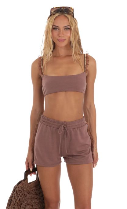 Sequin Ruffle Two Piece Set in Mauve-Sunny Prom. All rights reserved.