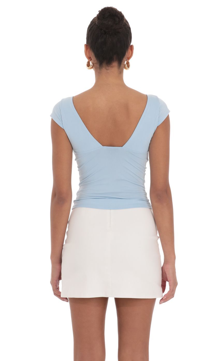 Short Sleeve V-Neck Top in Blue-Sunny Prom. All rights reserved.