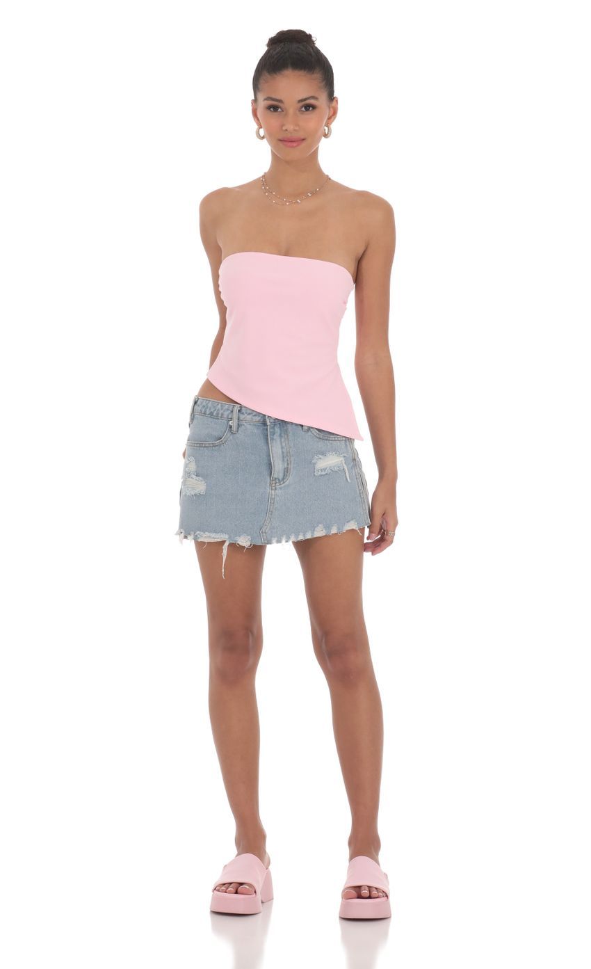 Strapless Side Slit Top in Pink-Sunny Prom. All rights reserved.