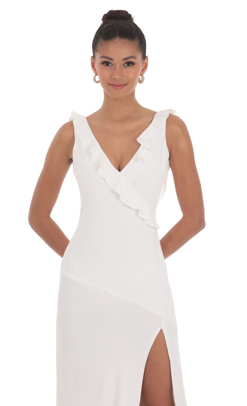 V-Neck Open Back Maxi Dress in White-Sunny Prom. All rights reserved.