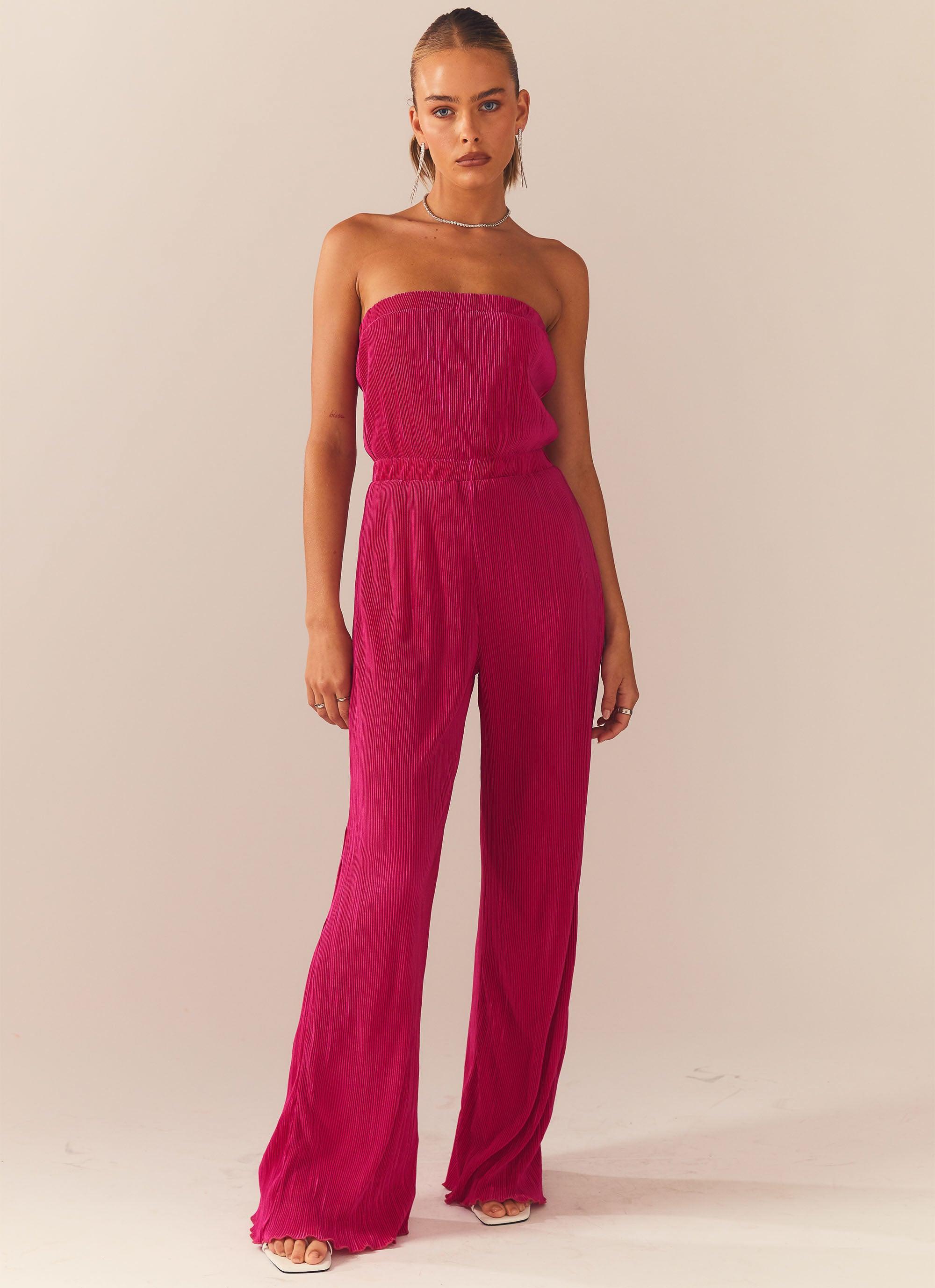 Doing The Most Plisse Jumpsuit - Magenta-Sunny Prom. All rights reserved.