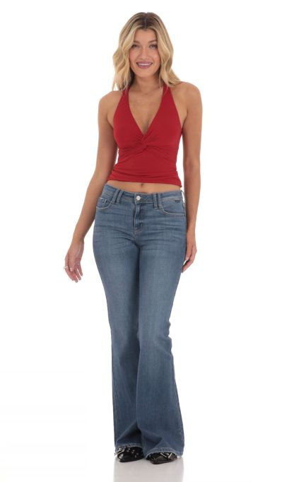 Twist Cross Back Top in Red-Sunny Prom. All rights reserved.