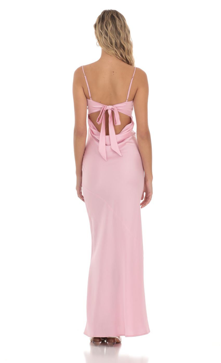 Satin Open Back Maxi Dress in Pink-Sunny Prom. All rights reserved.