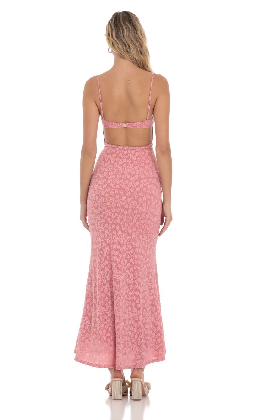 Textured Floral Maxi Dress in Pink-Sunny Prom. All rights reserved.