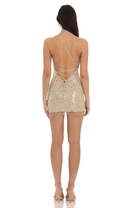 Sequin Bodycon Dress in Gold-Sunny Prom. All rights reserved.