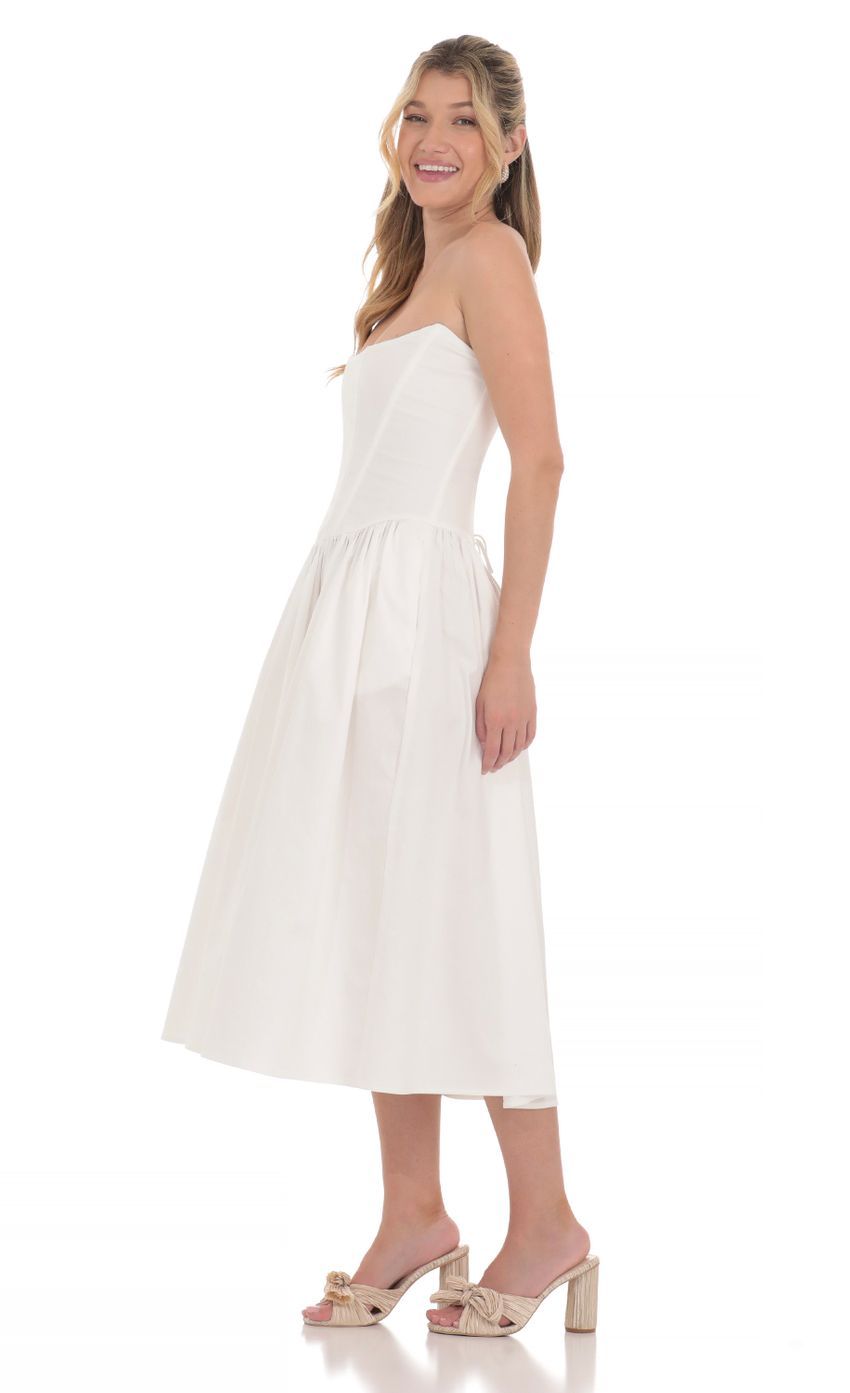 Strapless Corset Midi Dress in White-Sunny Prom. All rights reserved.