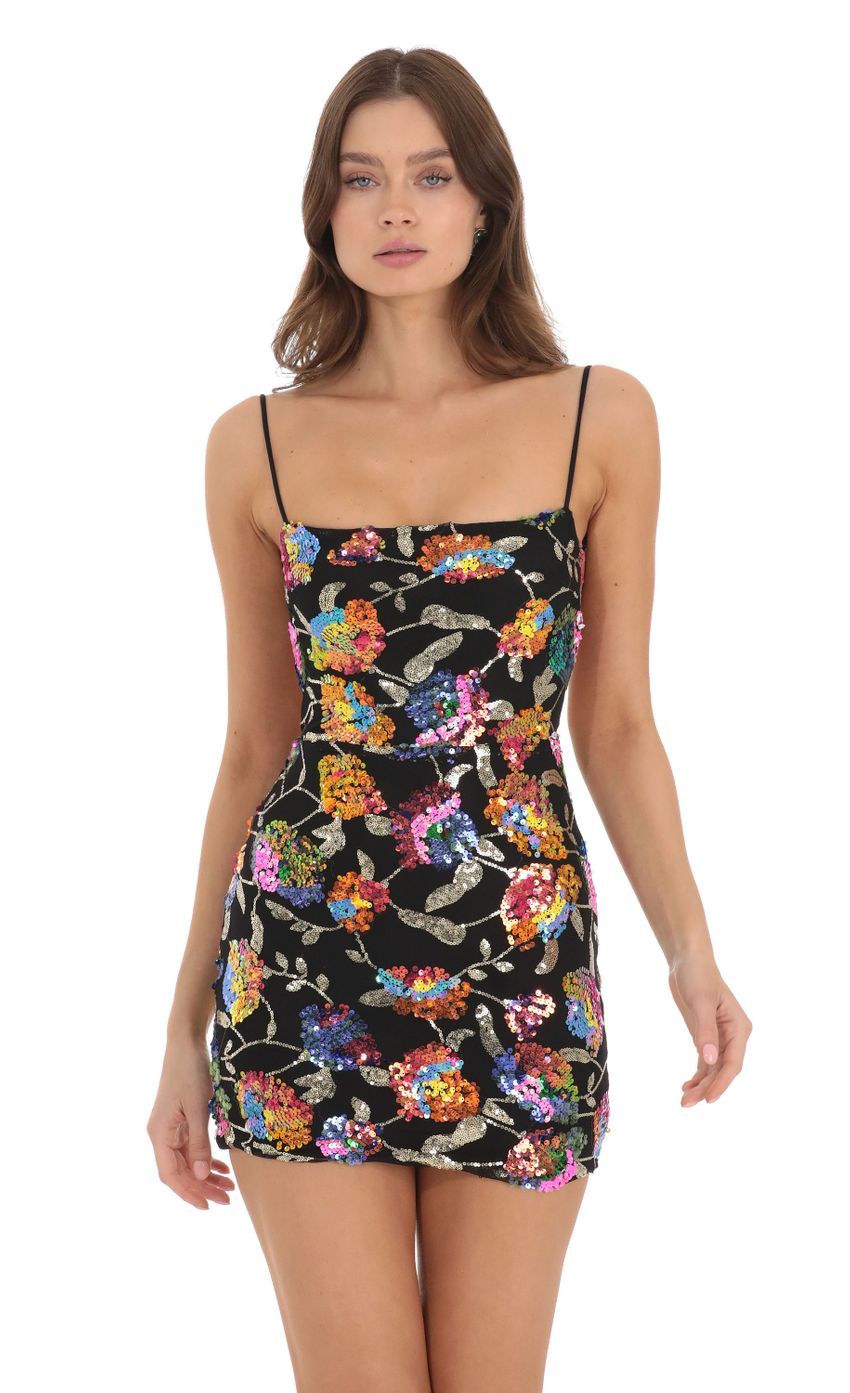 Strappy Multicolor Sequin Dress in Black-Sunny Prom. All rights reserved.