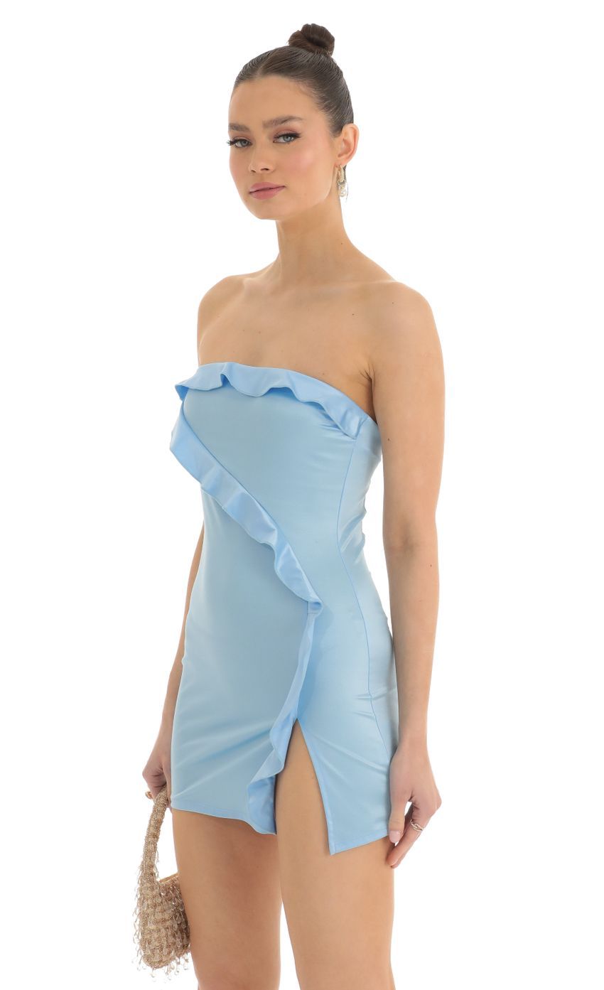 Strapless Satin Dress in Blue-Sunny Prom. All rights reserved.