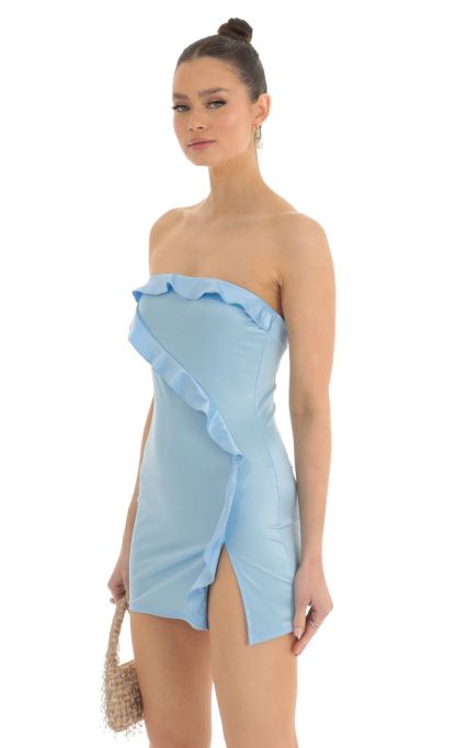 Strapless Satin Dress in Blue-Sunny Prom. All rights reserved.