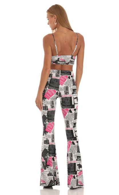 Two Piece Set in Newspapper Print-Sunny Prom. All rights reserved.