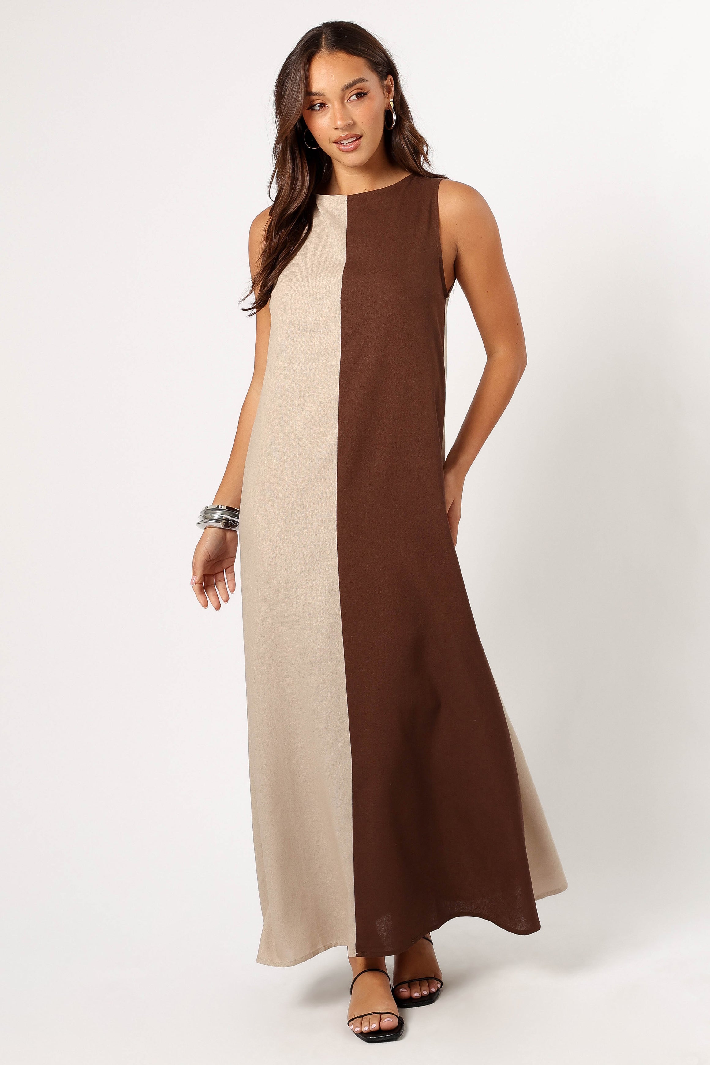 Lindi Maxi Dress - Brown/Beige-Sunny Prom