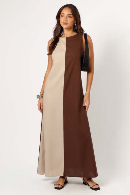 Lindi Maxi Dress - Brown/Beige-Sunny Prom