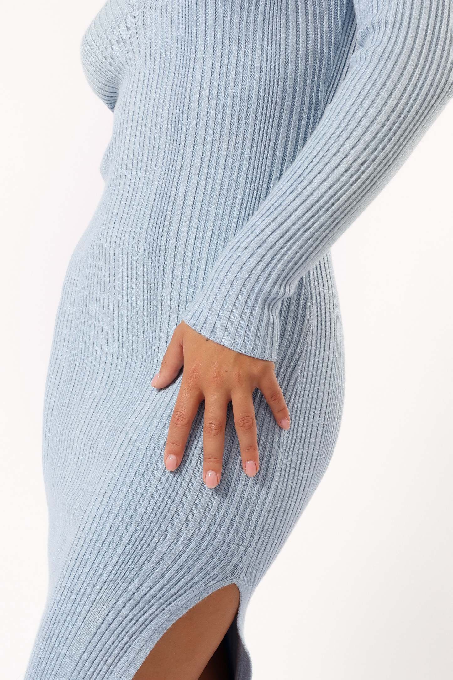 Mattie Long Sleeve Maxi Dress - Blue Grey-Sunny Prom