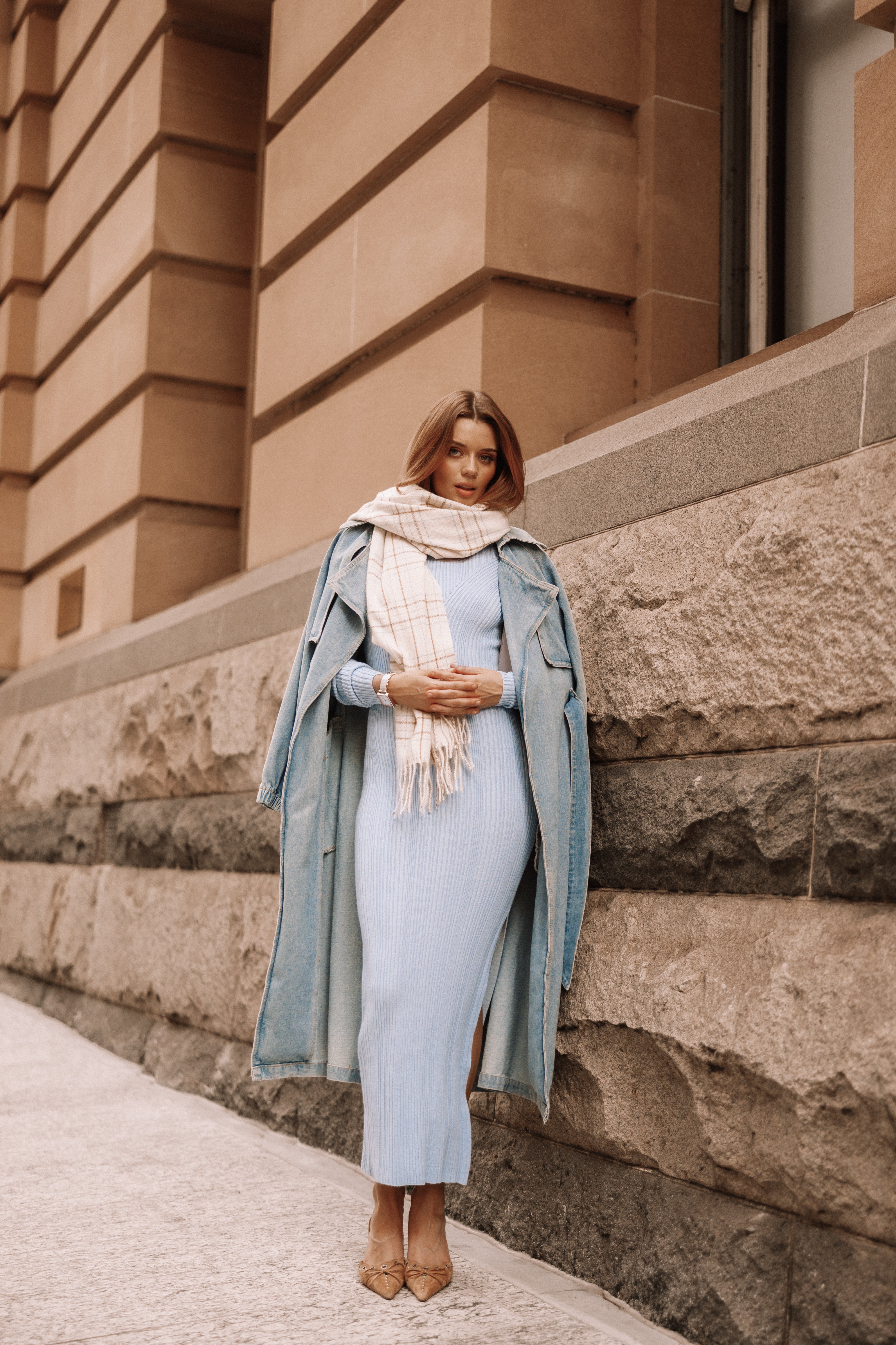 Mattie Long Sleeve Maxi Dress - Blue Grey-Sunny Prom