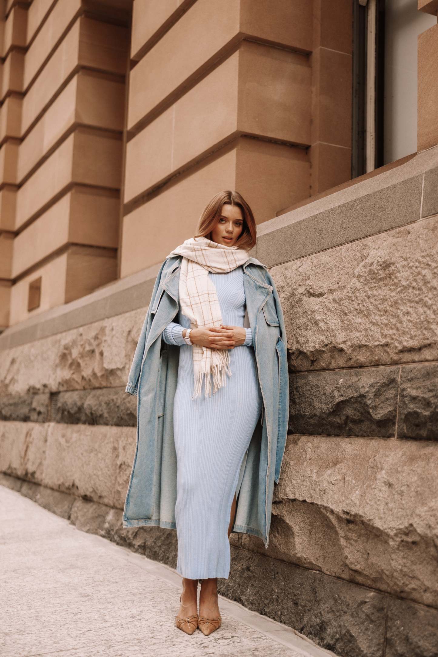 Mattie Long Sleeve Maxi Dress - Blue Grey-Sunny Prom