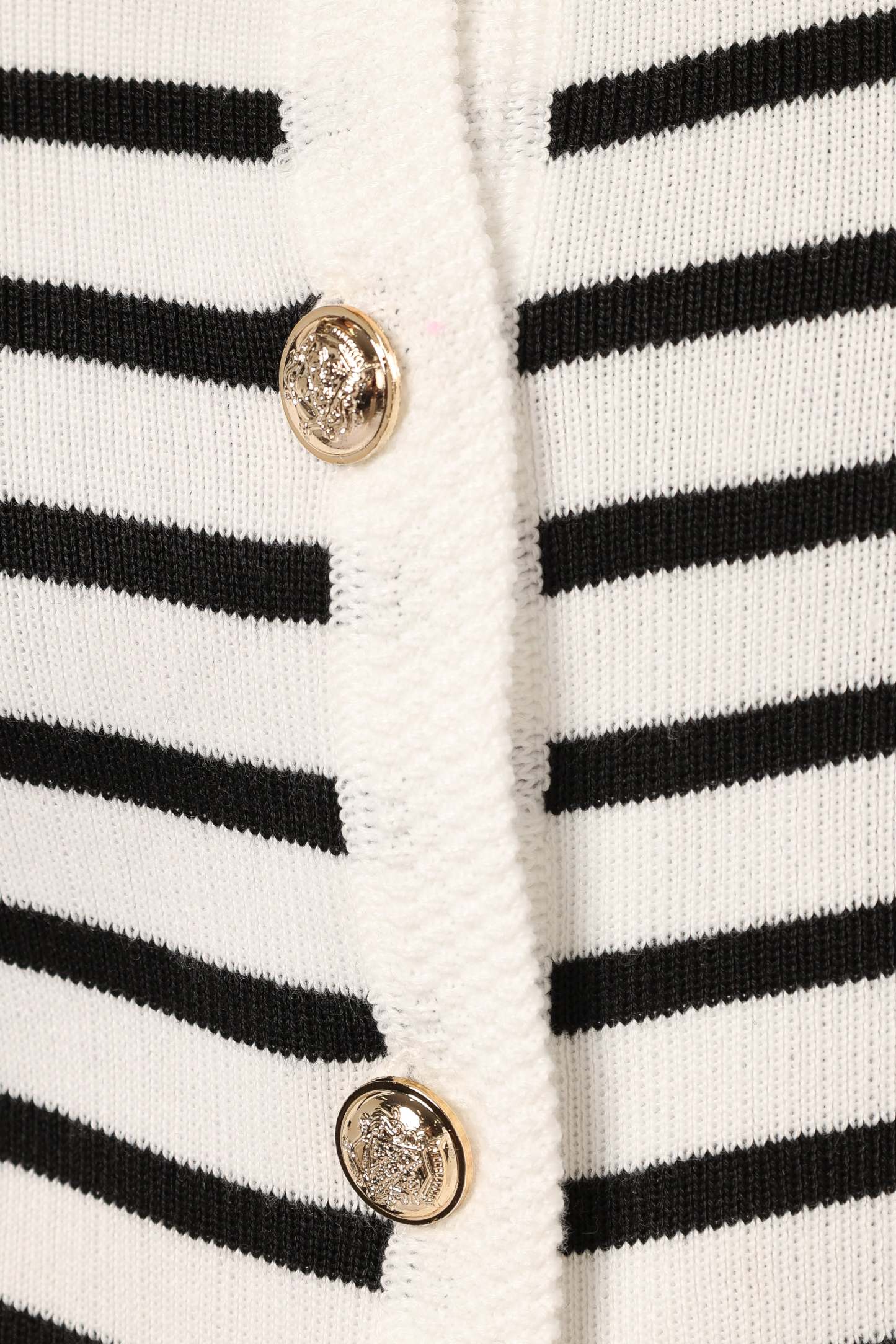 Cynthia Striped Button Front Cardigan - Black/Cream-Sunny Prom