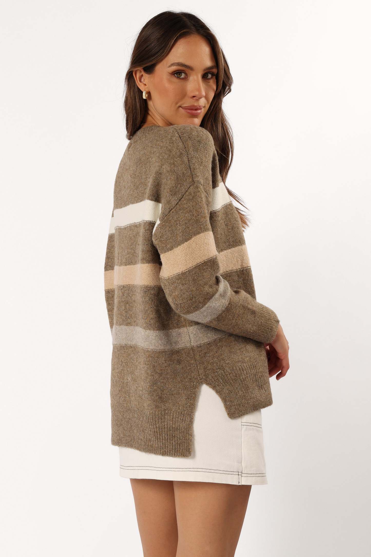 Esther Stripe Knit Sweater - Brown-Sunny Prom