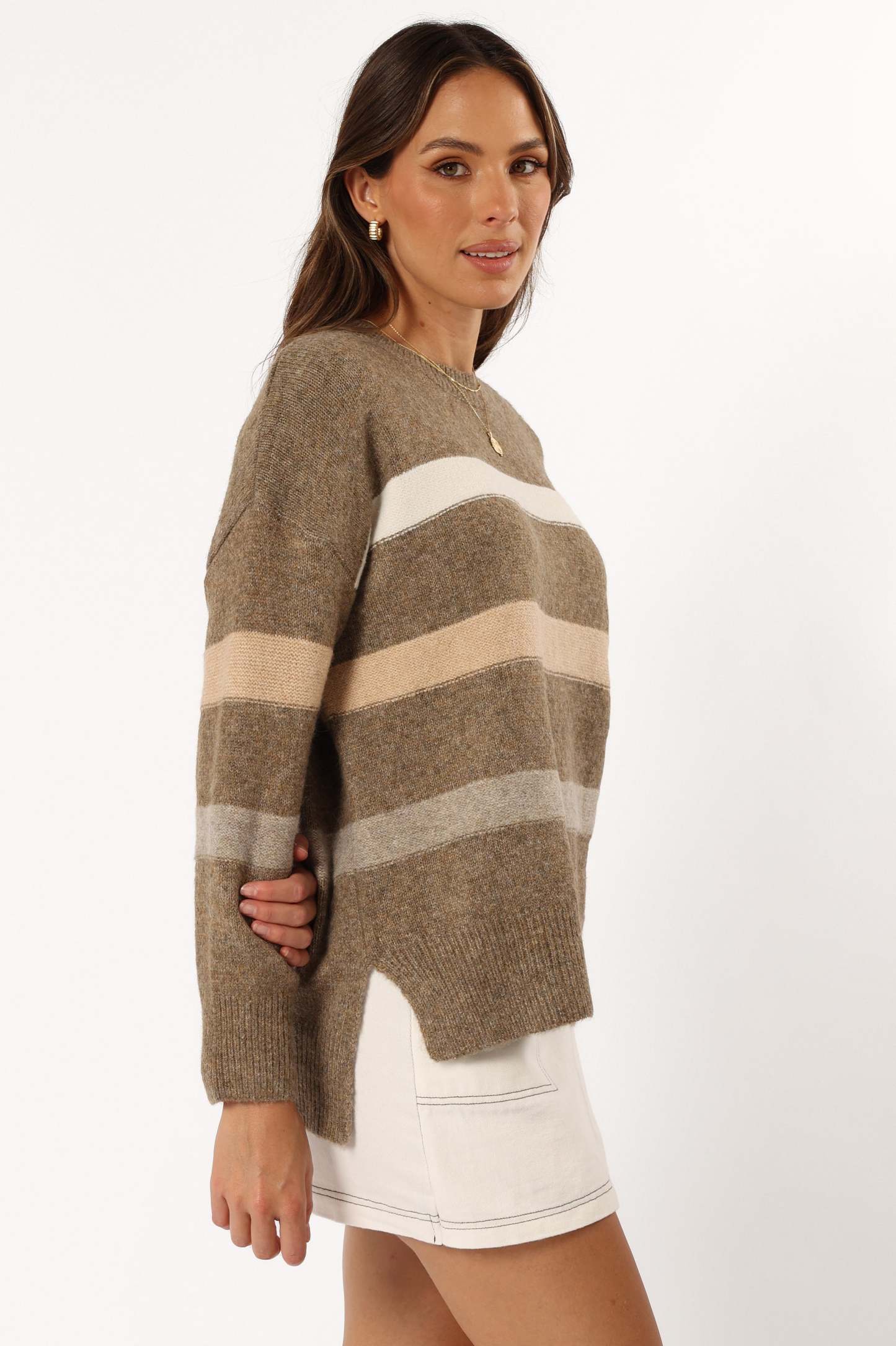 Esther Stripe Knit Sweater - Brown-Sunny Prom