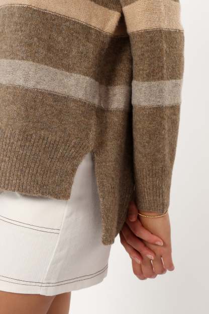 Esther Stripe Knit Sweater - Brown-Sunny Prom