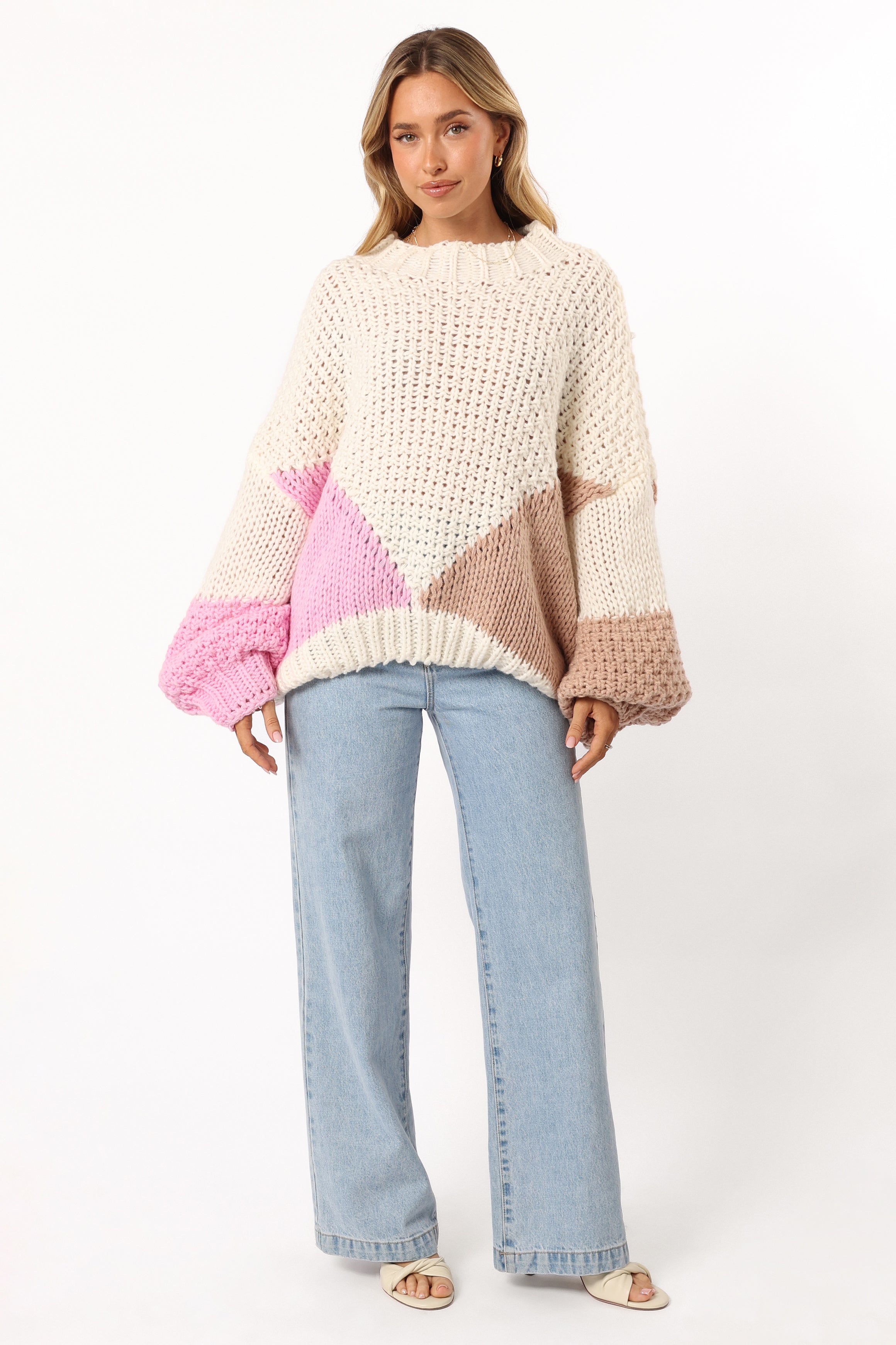 Koda Pattern Knit Sweater - Pink Multi-Sunny Prom