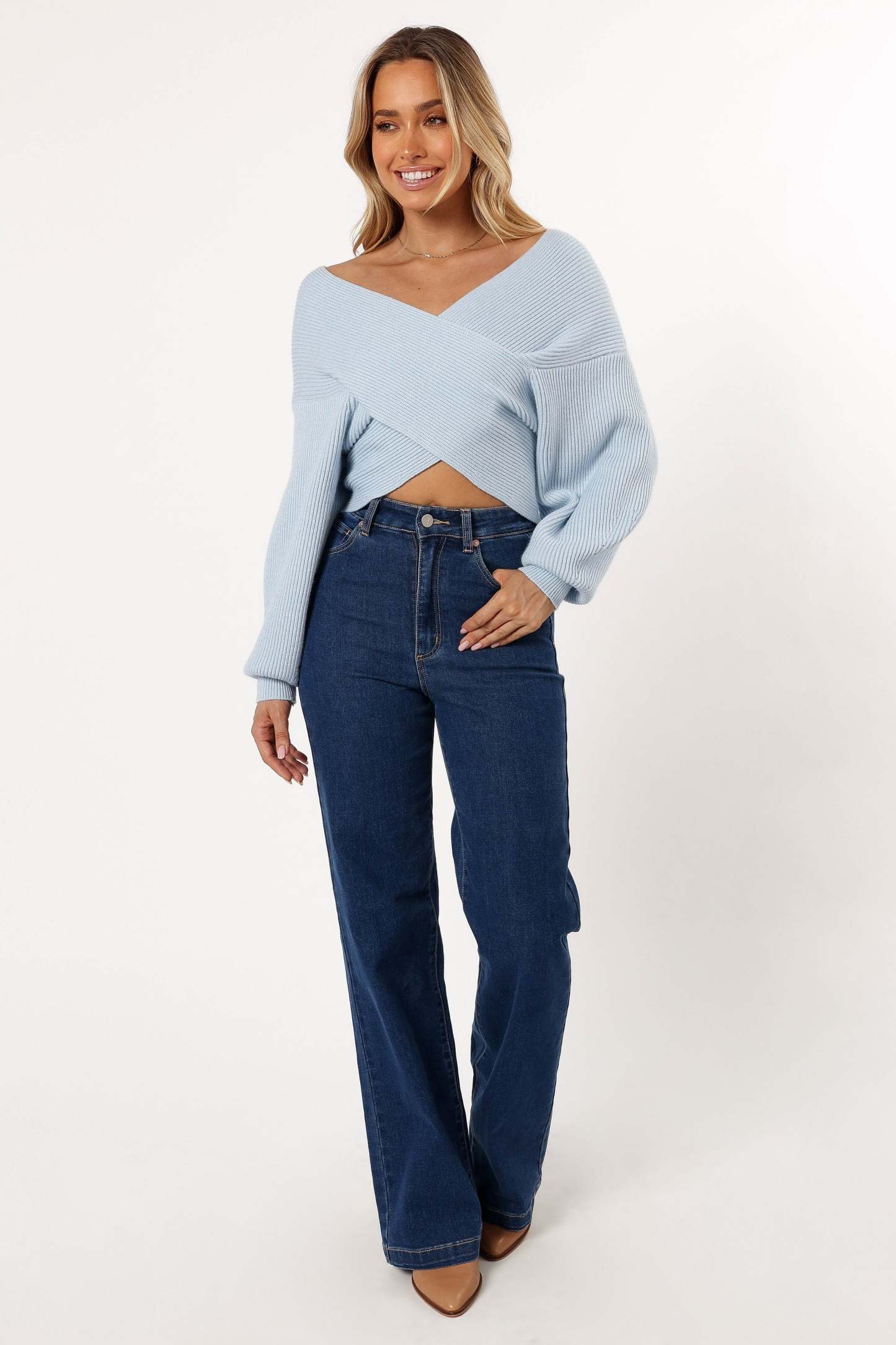 Langton Knit Sweater - Pale Blue-Sunny Prom