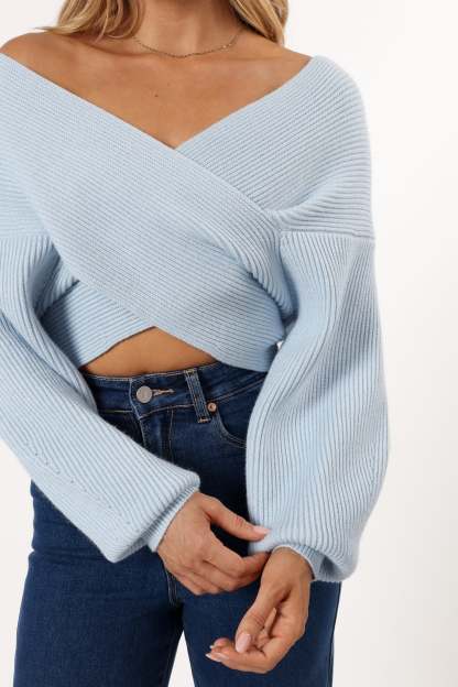 Langton Knit Sweater - Pale Blue-Sunny Prom