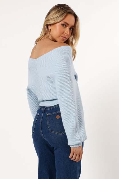 Langton Knit Sweater - Pale Blue-Sunny Prom
