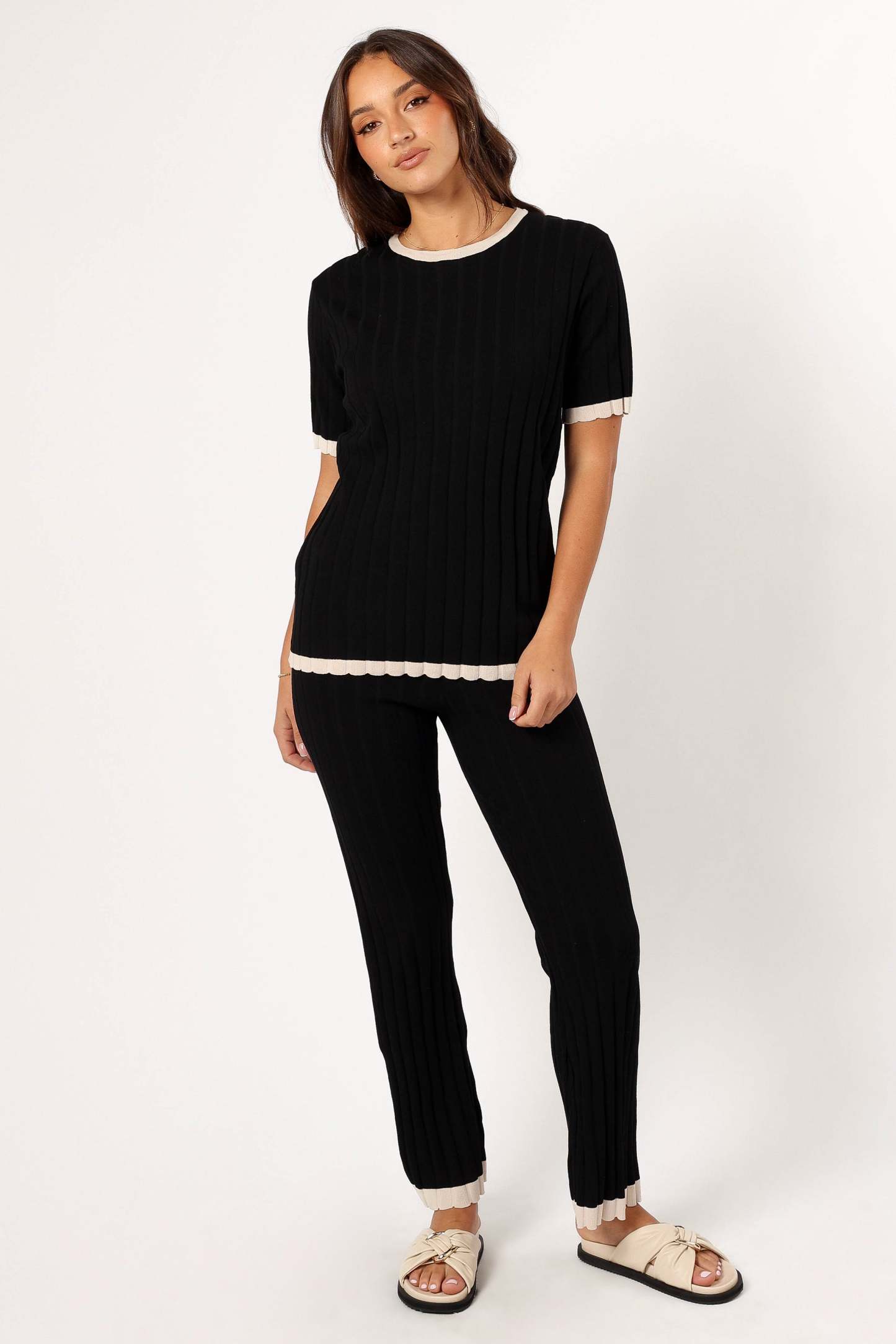 Henrie Knit Set - Black Beige-Sunny Prom